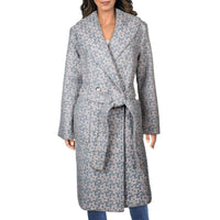 NWT Kathy Ireland Women's Metallic Plaid Belted Long Coat Size Large