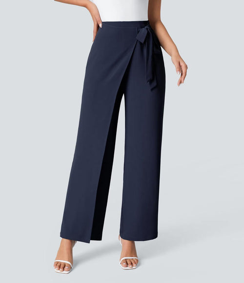 NWT Halara Flex™ High Waisted Tie Side Wide Leg Work Pants Size Small Petite