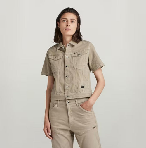 NWT G-Star RAW Arc Jacket Women’s Short Sleeve Stretch Canvas Beige -Size Medium