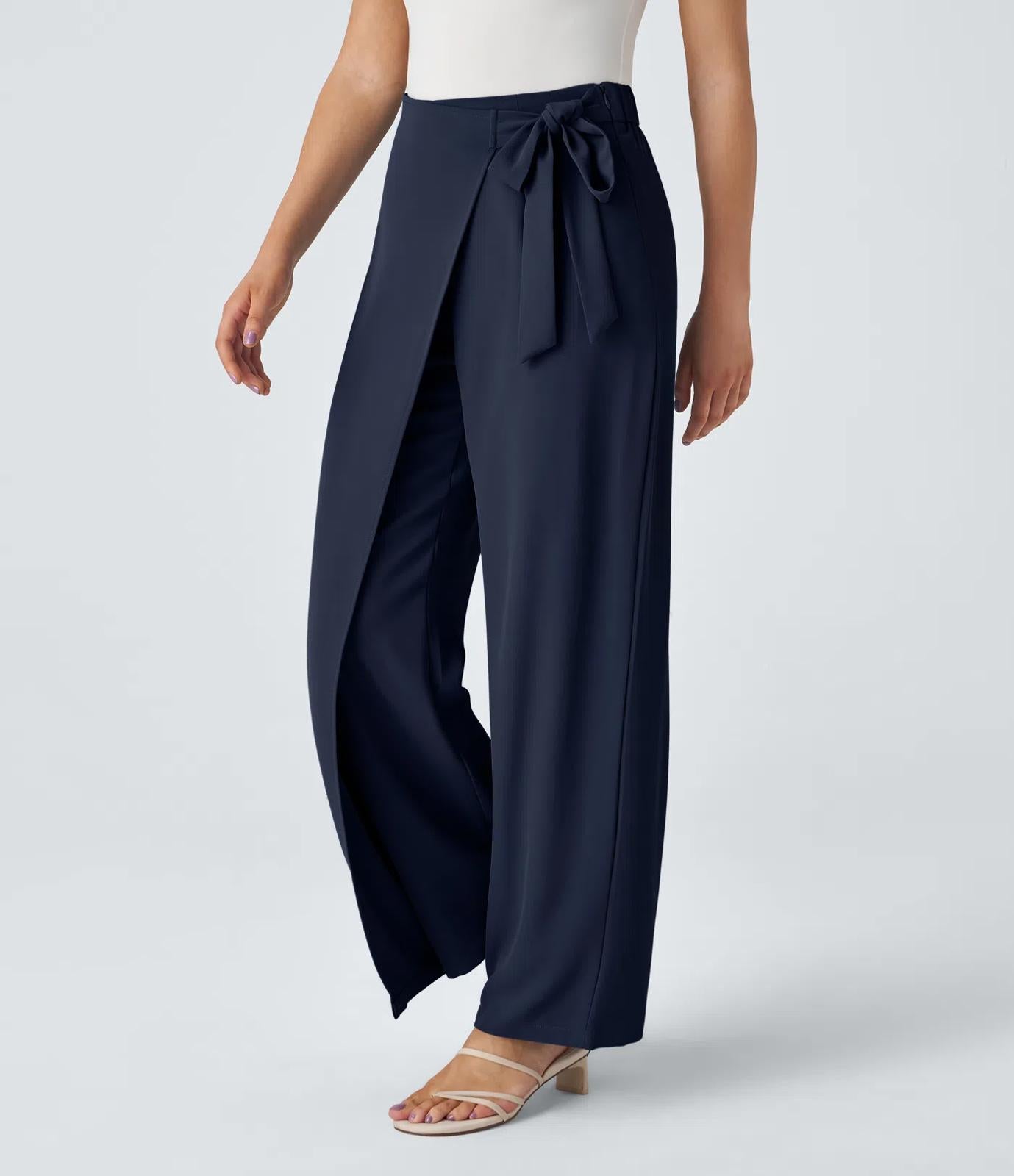 NWT Halara Flex™ High Waisted Tie Side Wide Leg Work Pants Size Small Petite