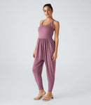 NWT Halara U Neck Pocket Harem Casual Jumpsuit-Easy Peezy Edition Red Violet XS
