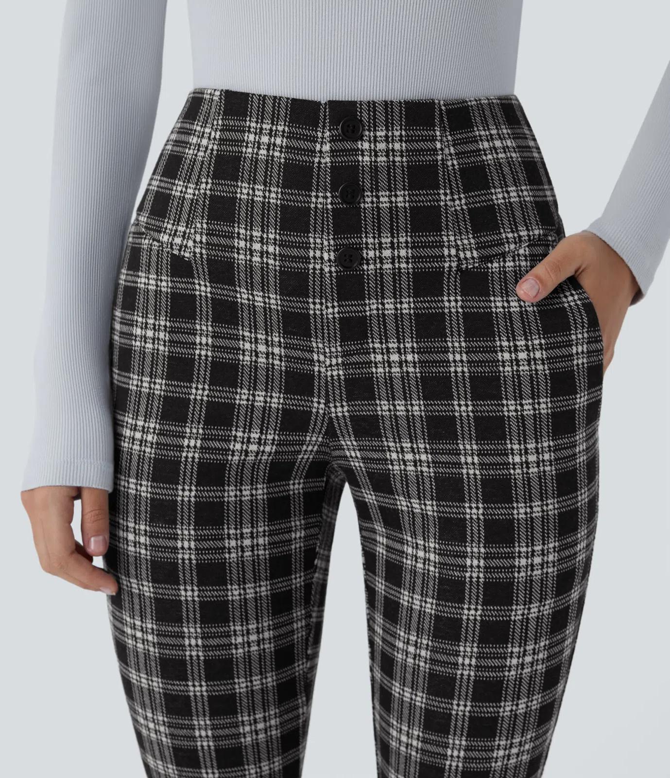 NWT Halara Flex™ High Waisted Houndstooth Plaid Skinny Work Pants - Size XS