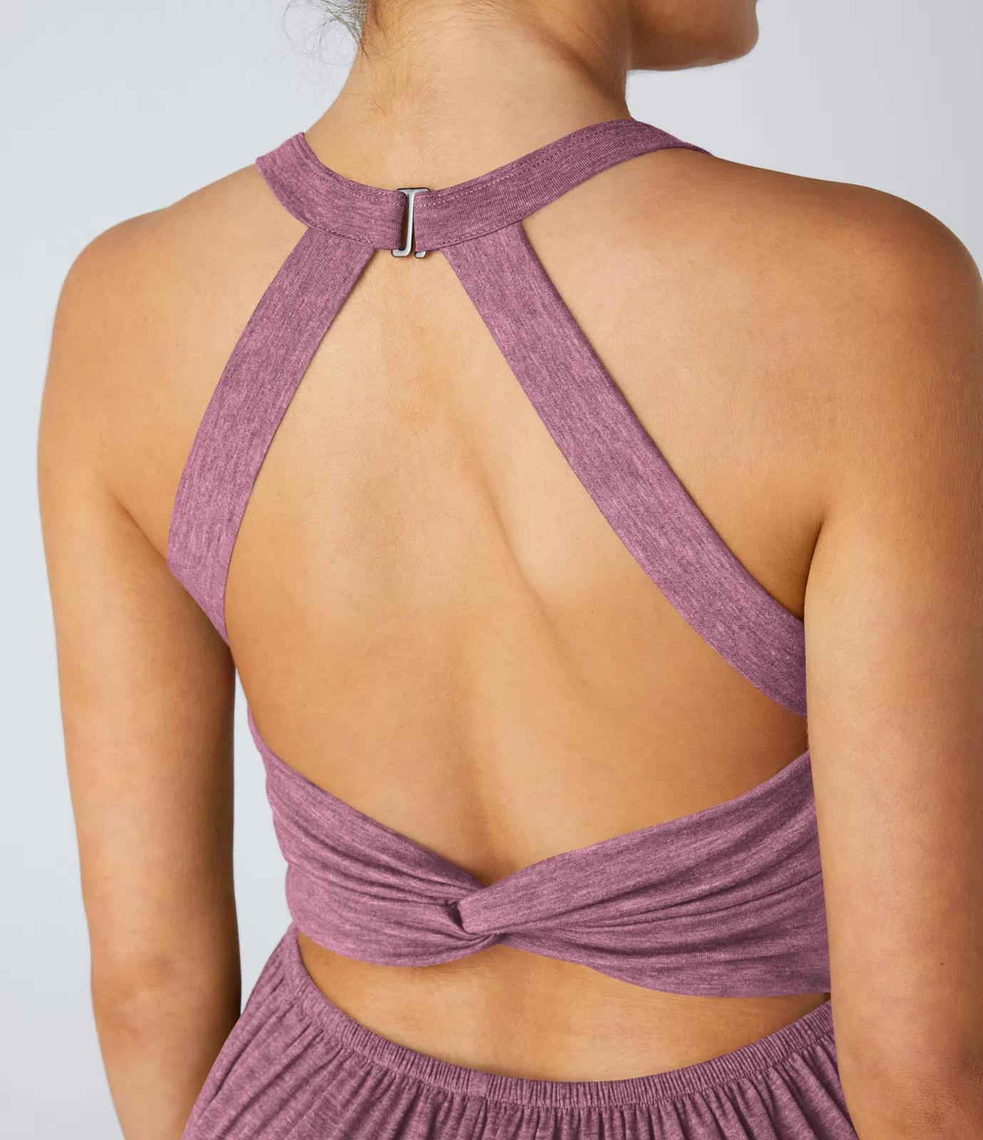 NWT Halara U Neck Pocket Harem Casual Jumpsuit-Easy Peezy Edition Red Violet XS