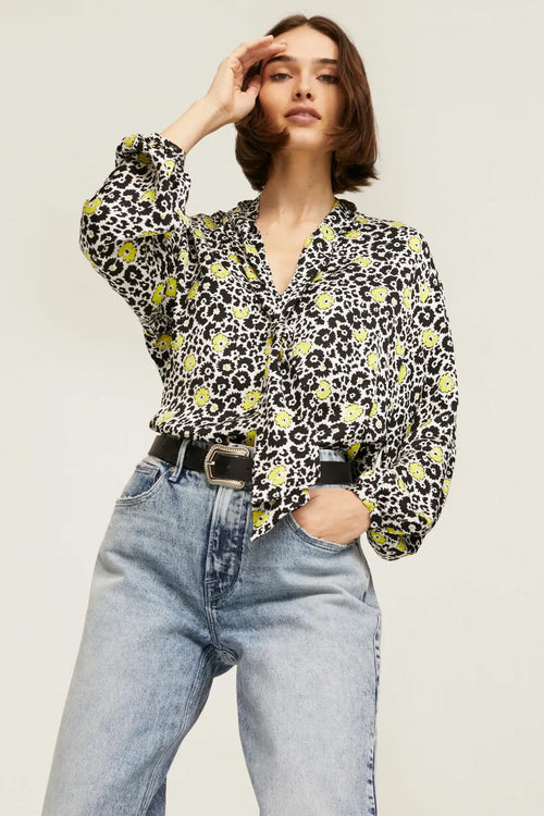 The Kooples Floral Tie Neck Blouse 100% Viscose US Size Small / FR 1 NWT $255