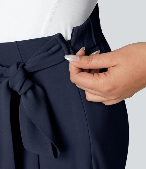 NWT Halara Flex™ High Waisted Tie Side Wide Leg Work Pants Size Small Petite