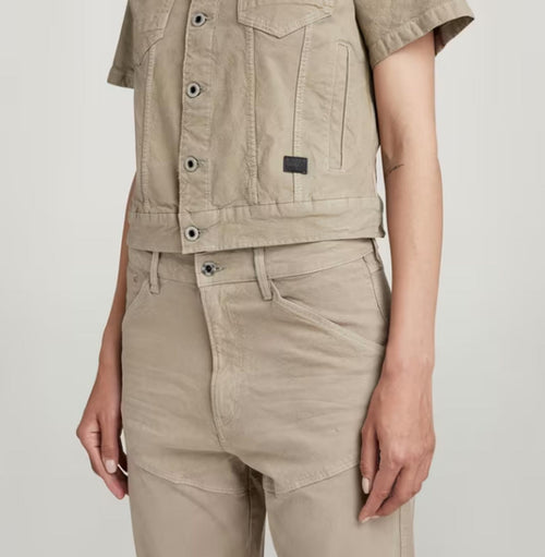NWT G-Star RAW Arc Jacket Women’s Short Sleeve Stretch Canvas Beige - Size XS