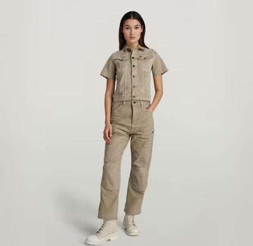 NWT G-Star RAW Arc Jacket Women’s Short Sleeve Stretch Canvas Beige Size Medium