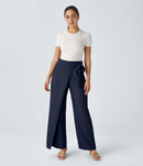 NWT Halara Flex™ High Waisted Tie Side Wide Leg Work Pants Size Small Petite