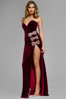 NWT Jovani 42665A Burgundy Strapless Gown Size 8 Formal Prom Dress w/ Straps