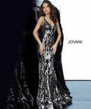NWT Jovani 3263A Black Rose Sequin Mermaid Gown Size 2 Formal Prom Dress