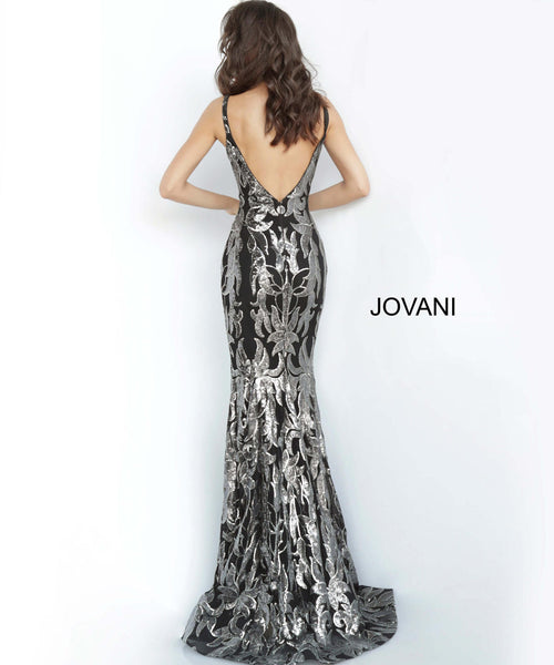 NWT Jovani 3263A Black Rose Sequin Mermaid Gown Size 2 Formal Prom Dress