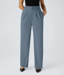 NWT Halara Flex High Waisted Zipper Pocket Shirred Straight Leg Work Pants XL
