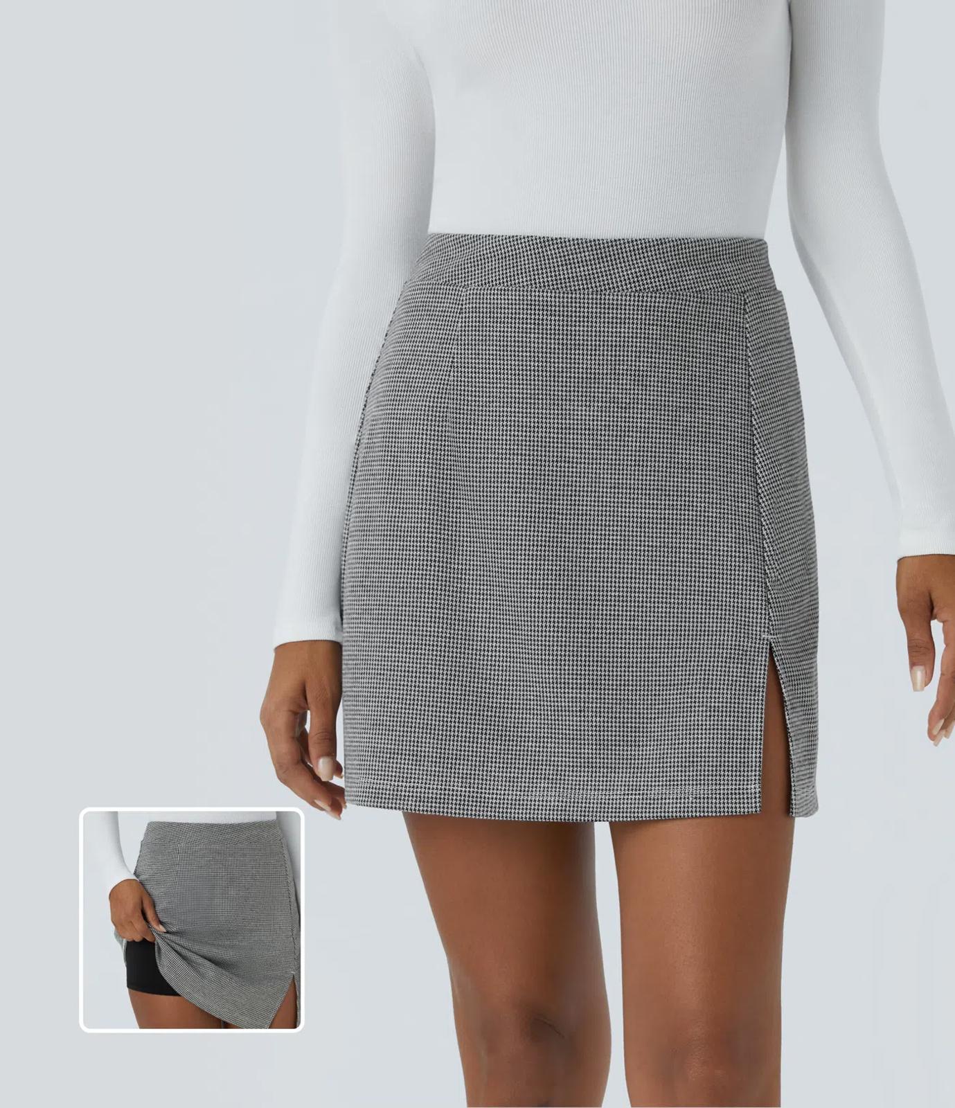 NWT Halara High Waisted 2-in-1 Houndstooth Mini Work Skirt XS