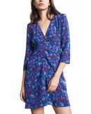 The Kooples Feather Print 3/4 Sleeve Viscose Dress US Size Small NWT