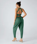 NWT Halara U Neck Pocket Harem Casual Jumpsuit-Easy Peezy Edition Size Small