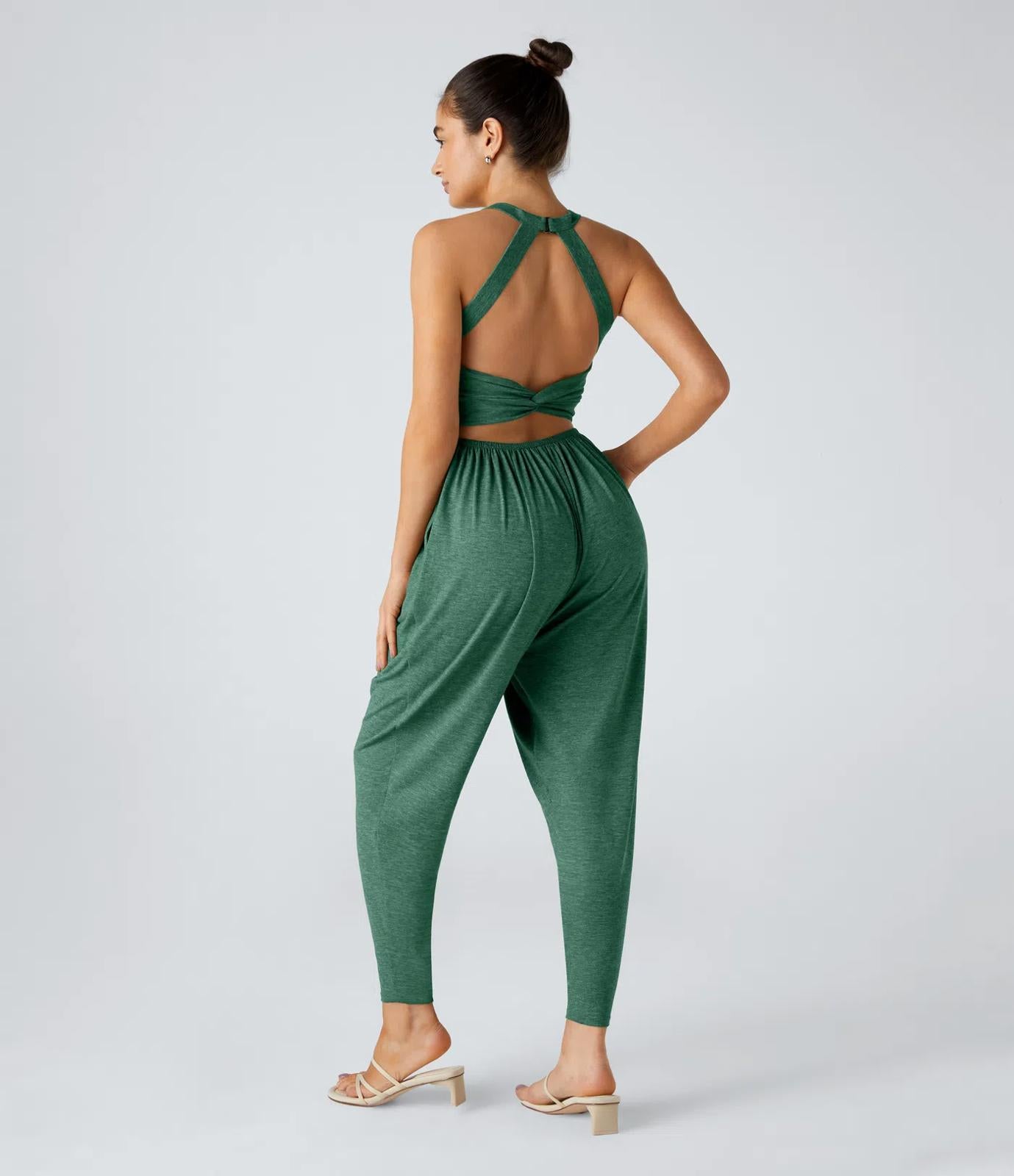 NWT Halara U Neck Pocket Harem Casual Jumpsuit-Easy Peezy Edition Size Small
