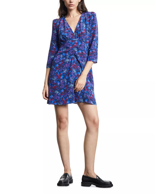 The Kooples Feather Print 3/4 Sleeve Viscose Dress US Size Small NWT