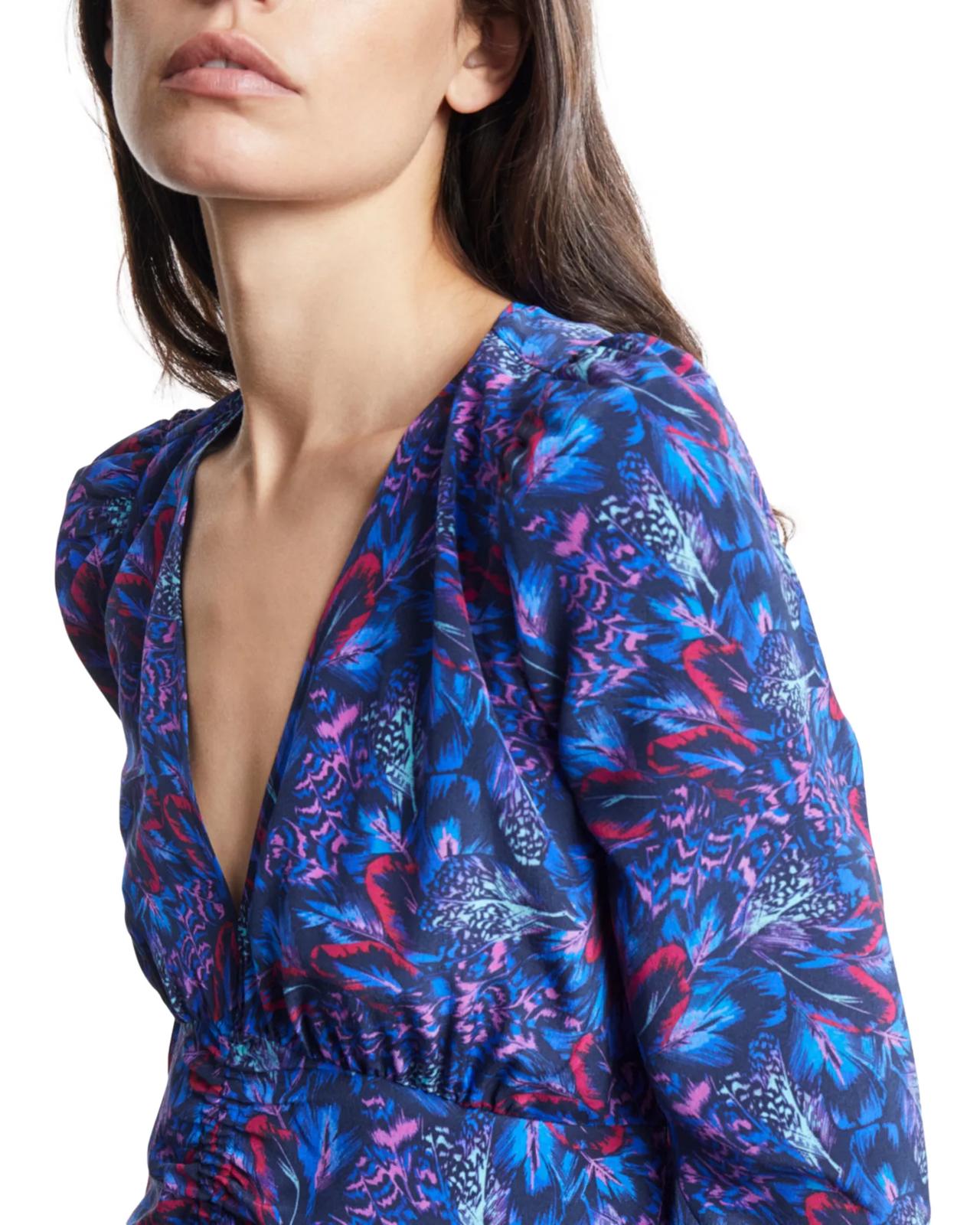 The Kooples Feather Print 3/4 Sleeve Viscose Dress US Size Small NWT