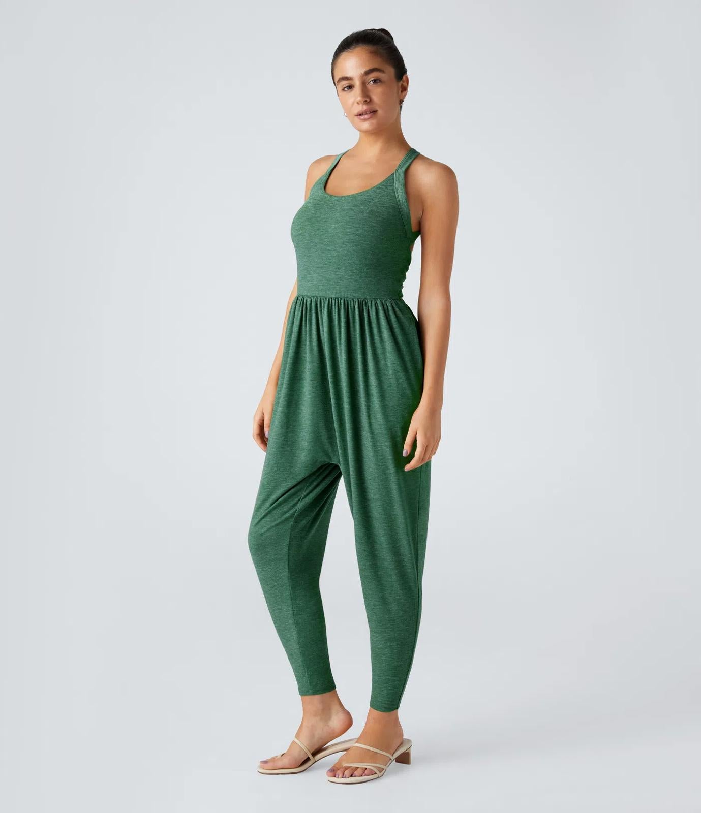 NWT Halara U Neck Pocket Harem Casual Jumpsuit-Easy Peezy Edition Size Small