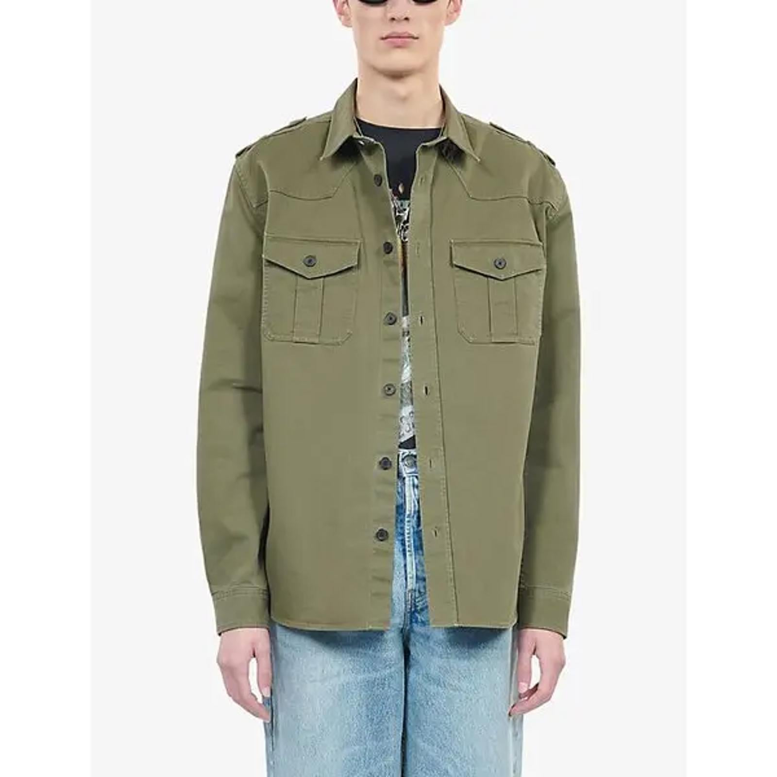 The Kooples Khaki Officer Style Shirt Jacket Men’s Size Small NWT MRSP $395