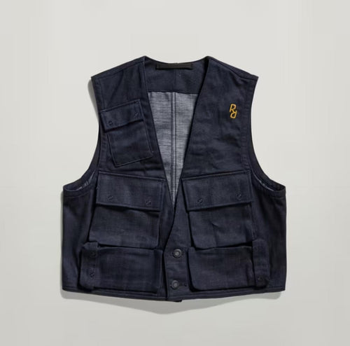 NWT G-Star RAW GSRR Multi Pocket Vest Women’s Raw Kaitei Denim Size Large