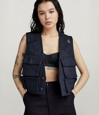 NWT G-Star RAW GSRR Multi Pocket Vest Women’s Size Small Raw Denim