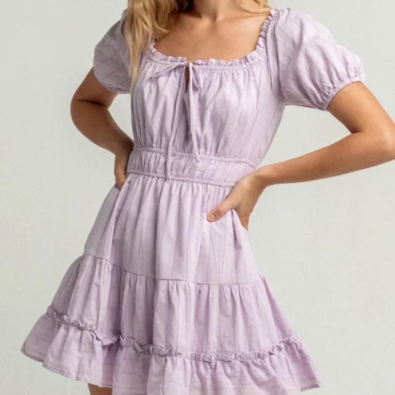 NWT Lost & Wander Lilac Puff Sleeve Mini Dress Size XS
