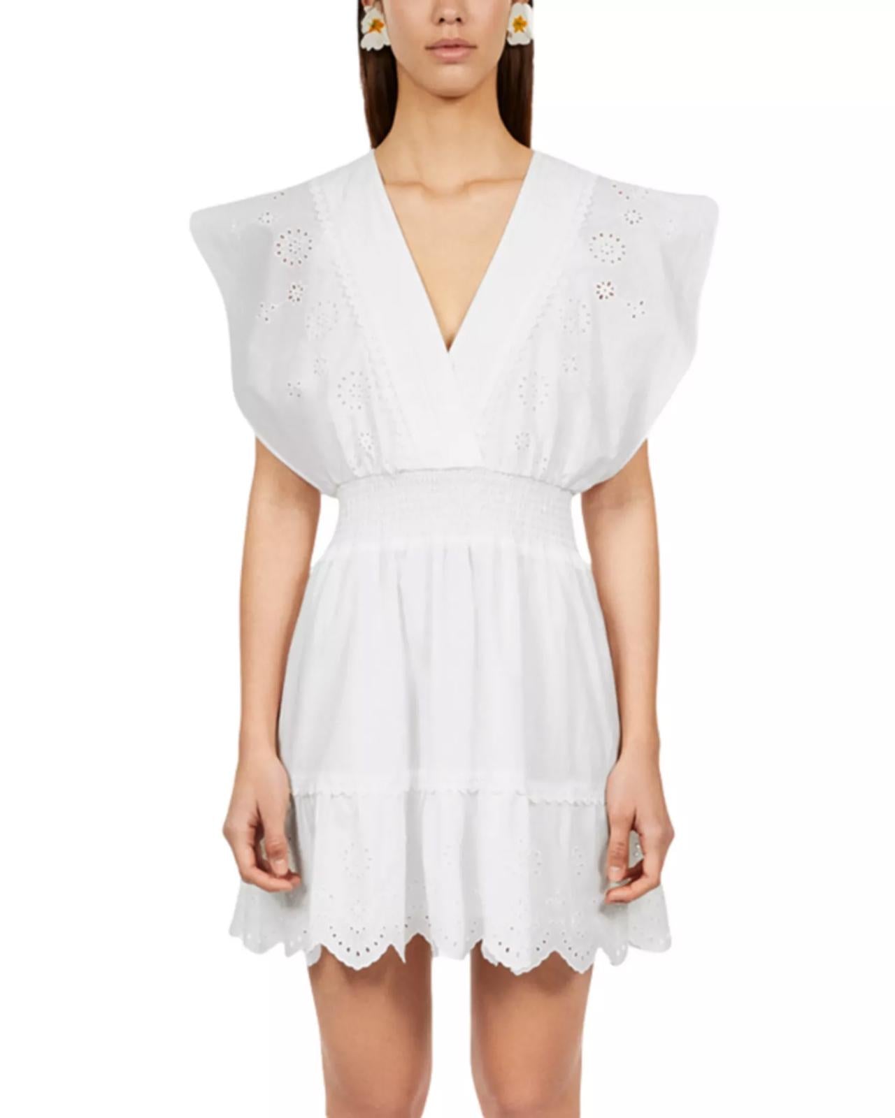 The Kooples Embroidered Eyelet V-Neck Mini Dress US Small NWT $460 MRSP