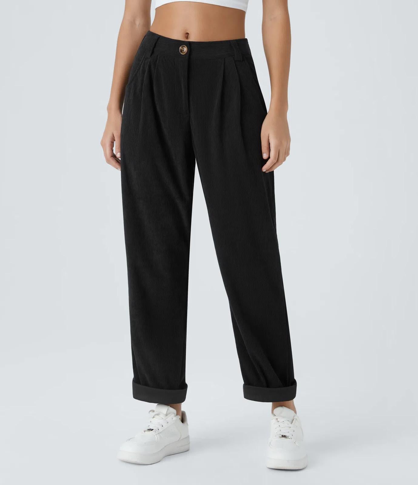 NWT Halara Mid Rise Zipper Pocket Corduroy Casual Pants Size XS