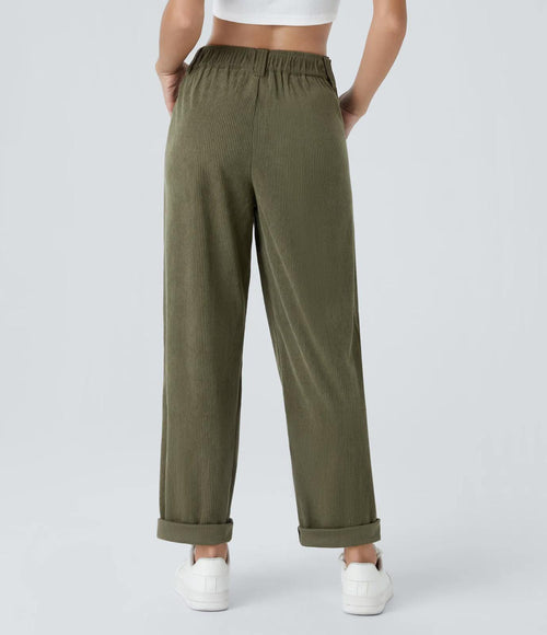 NWT Halara Mid Rise Zipper Pocket Corduroy Casual Pants Size Small