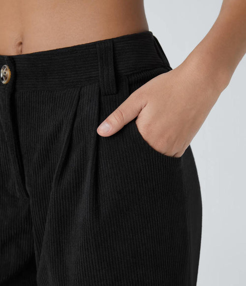 NWT Halara Mid Rise Zipper Pocket Corduroy Casual Pants Size XS