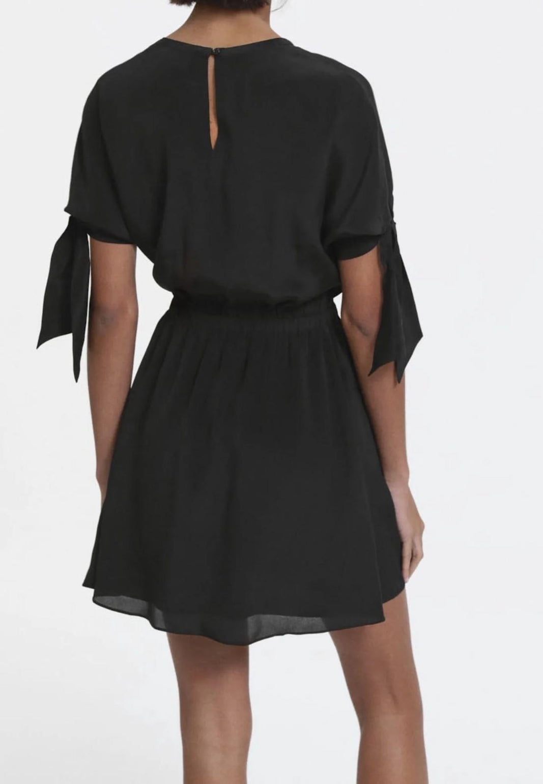 The Kooples Black Tie Sleeve Mini Dress Silk Viscose Blend Size US Medium NWT