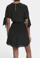 The Kooples Black Tie Sleeve Mini Dress Silk Viscose Blend Size US Medium NWT