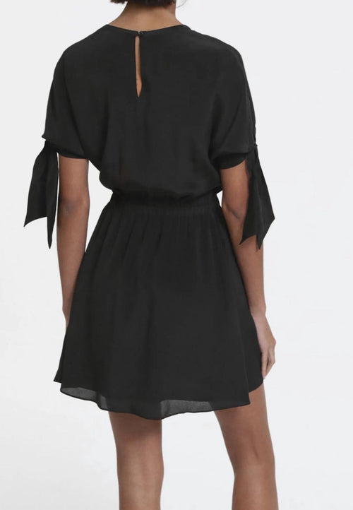 The Kooples Black Tie Sleeve Mini Dress Silk Viscose Blend Size US Medium NWT