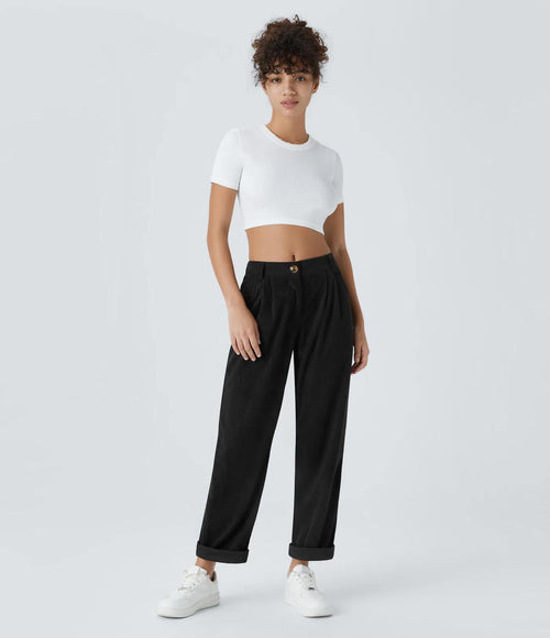 NWT Halara Mid Rise Zipper Pocket Corduroy Casual Pants Size XS
