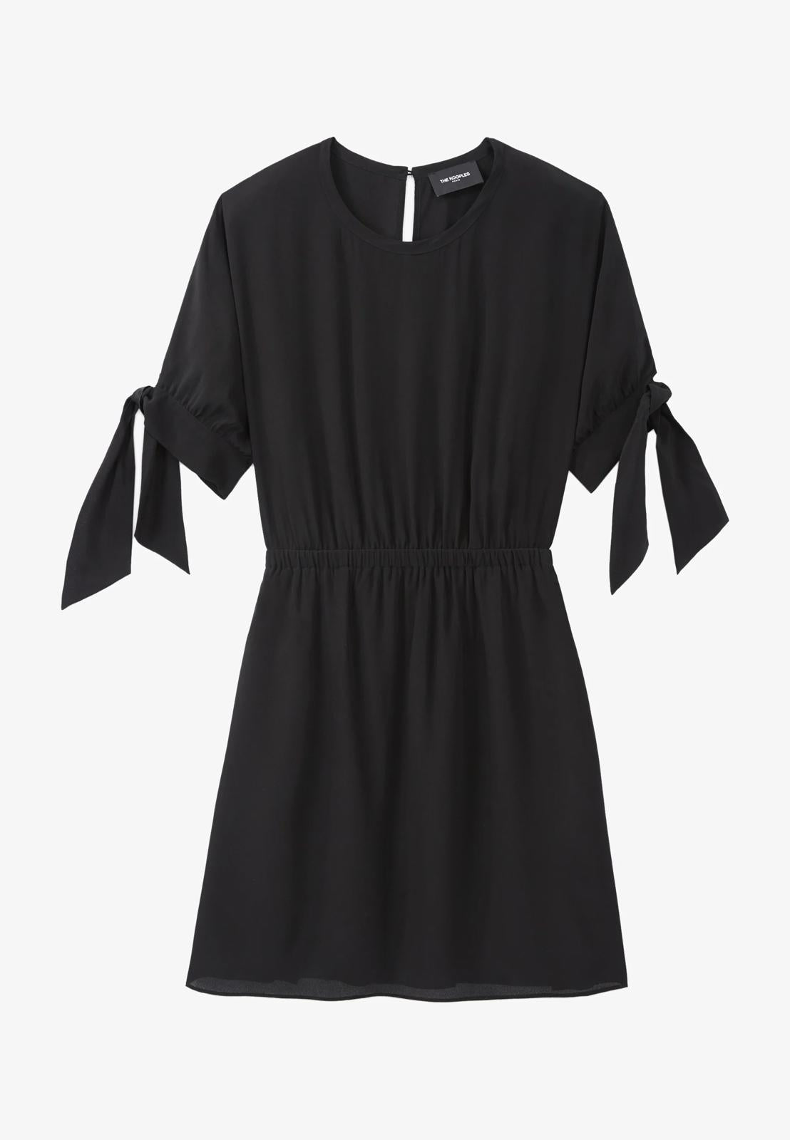 The Kooples Black Tie Sleeve Mini Dress Silk Viscose Blend Size US Medium NWT
