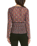The Kooples Blazing Field Floral Tiered Top Size 0 (US XS) V-Neck NWT