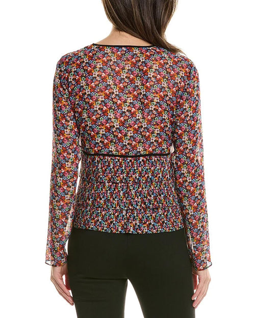 The Kooples Blazing Field Floral Tiered Top Size 0 (US XS) V-Neck NWT