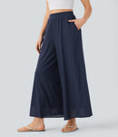 NWT Halara High Waist Mesh Overlay Wide Leg Pants Naval Academy Small