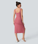 Halara Softlyzero Backless Corset Ruched Bodycon Midi Cool Touch Dress Size M