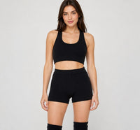 NWT Spiritual Gangster Drina Shortie Black Ribbed Knit Shorts XL