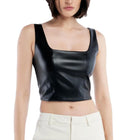 LBLC The Label Benny Faux Leather Bustier Top Black Size XS