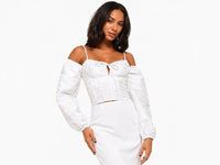 NWT Lulu's White Off Shoulder Corset Crop Top Size XL