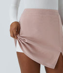 NWT Halara High Waisted 2-in-1 Houndstooth Mini Work Skirt Pink Sand Size M
