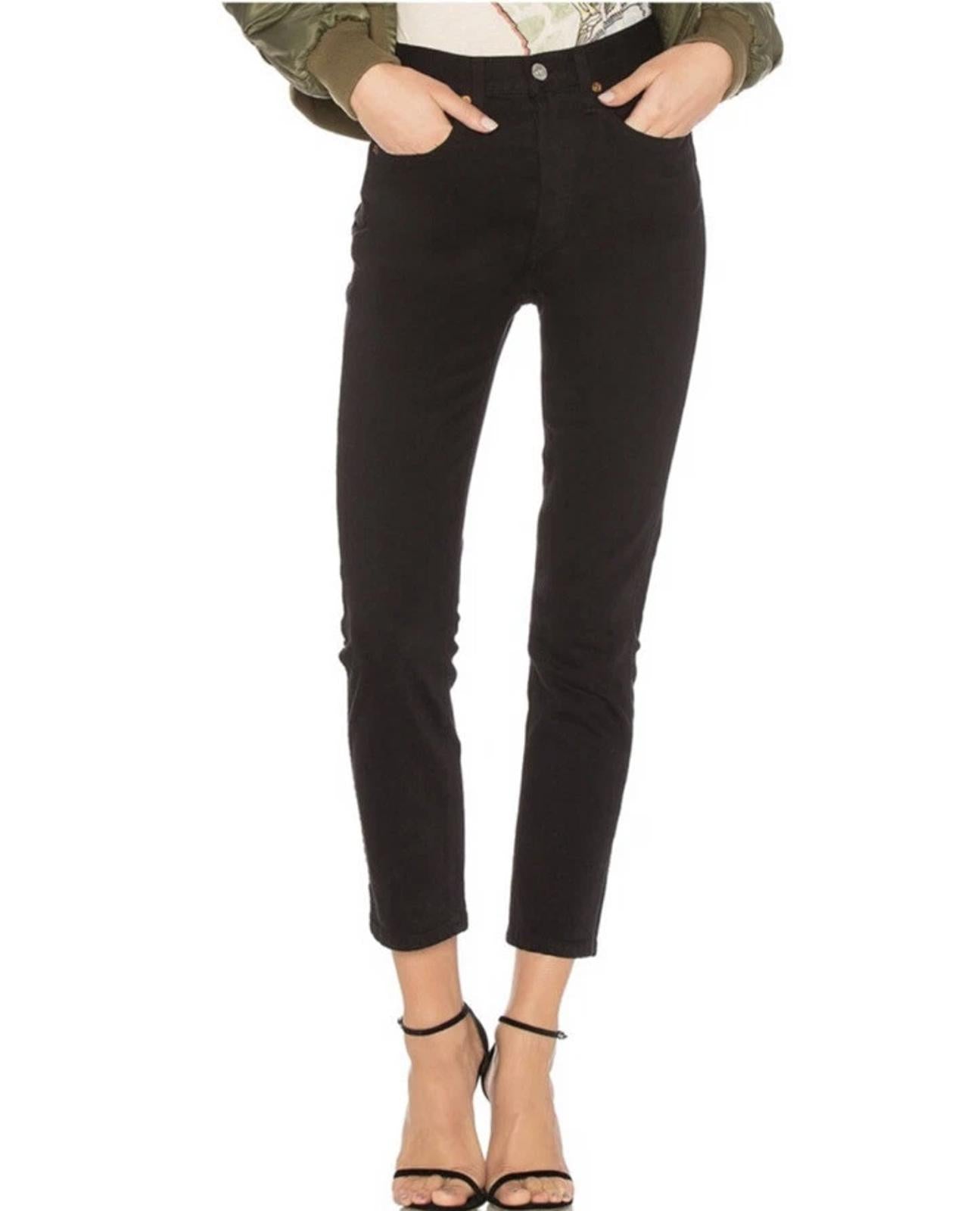 NWT RE/DONE Originals Double Needle Crop Jeans Black Womens Size 25 $240