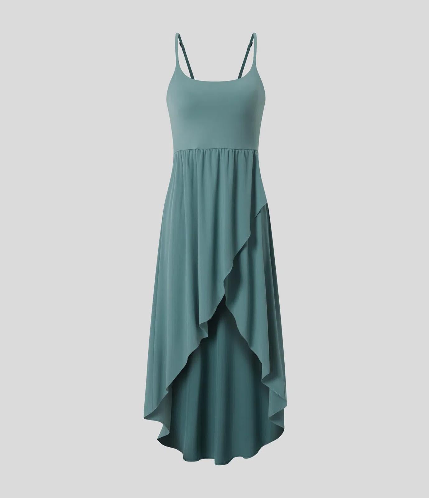 NWT Halara Breezeful High Low 2-Piece Pocket Midi Dress Stone Blue XS