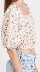 NWT Sokie Collective Floral Smocked Puff Sleeve Top Size Small