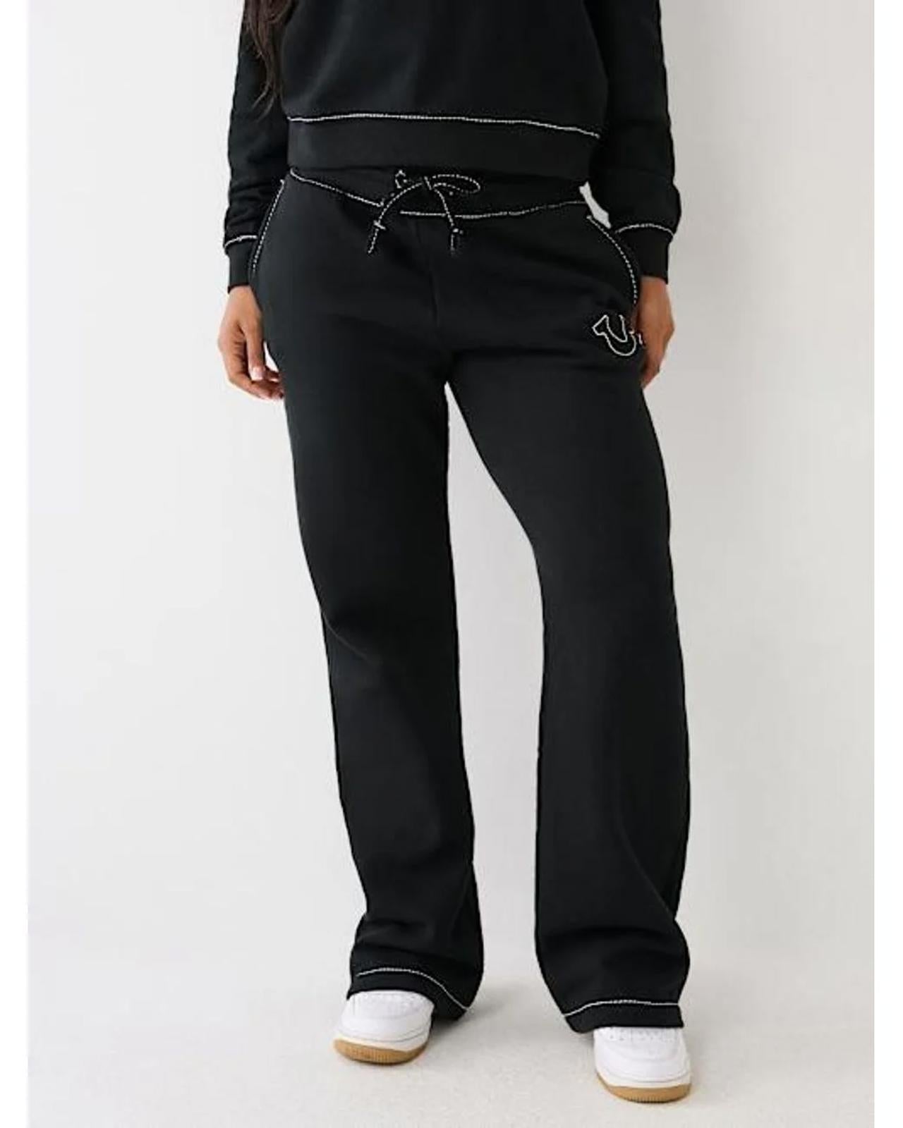 NWT True Religion Big T MR Jogger Sweatpants Jet Black Size Medium 29” Inseam