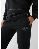 NWT True Religion Big T MR Jogger Sweatpants Jet Black Size Medium 29” Inseam