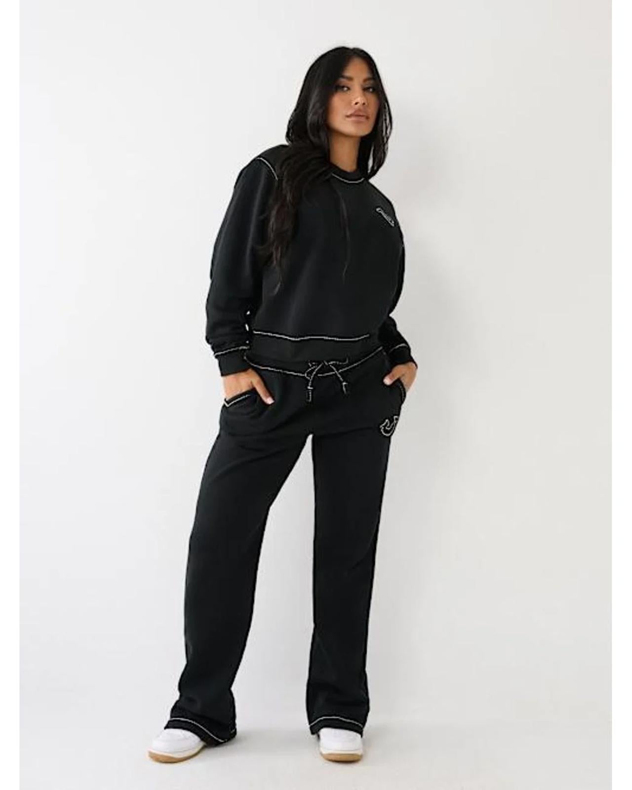 NWT True Religion Big T MR Jogger Sweatpants Jet Black Size Medium 29” Inseam